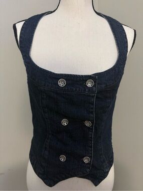 Y2K Beauty! Denim Corset Tank Top - Button-Front-Great Condition